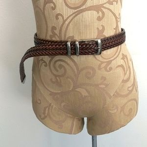 Vintage Perry Ellis Woven Brown Leather Belt
